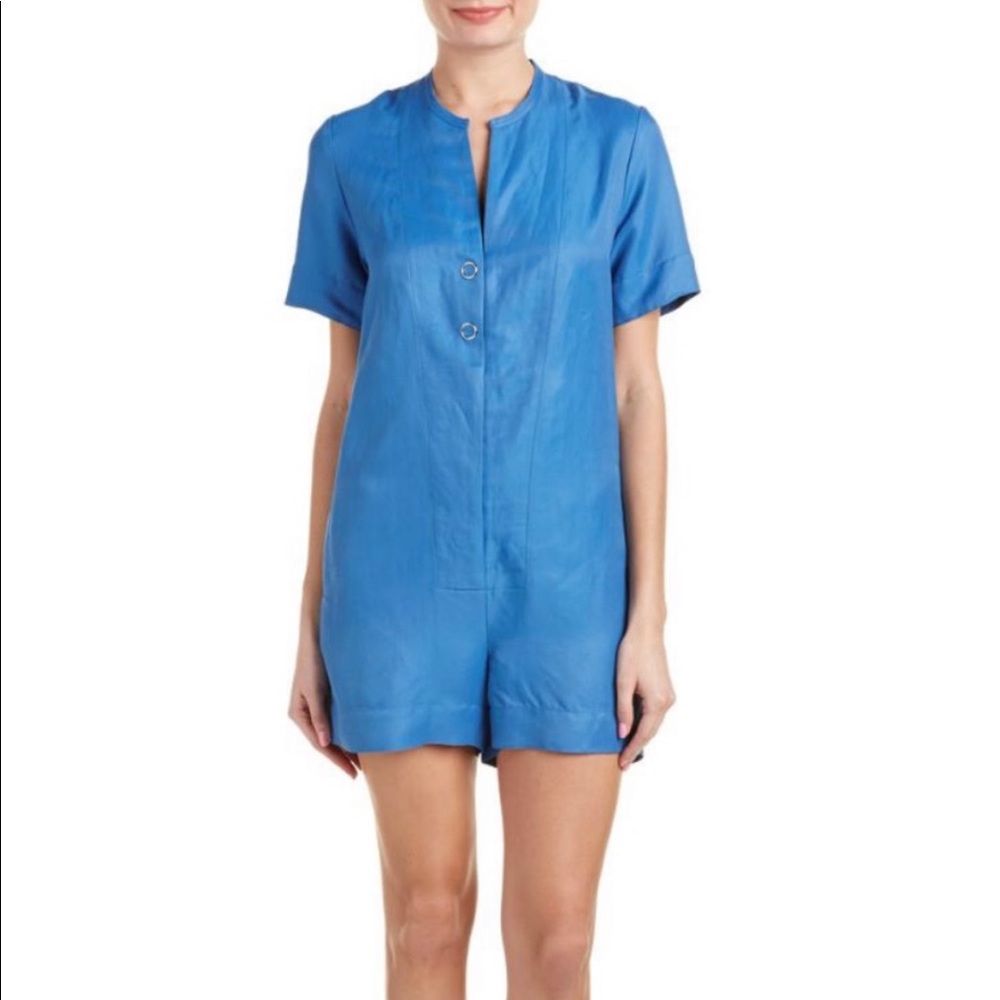 RePosh Sandro Paris Paloma romper linen blend blue